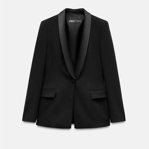 Zara Satin Effect Lapel Tuxedo Jacket